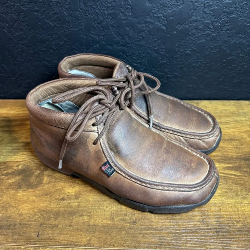 Justin STK# 232 Brown Leather Moc Toe Chukka Work Boots Mens Size‎ 8M